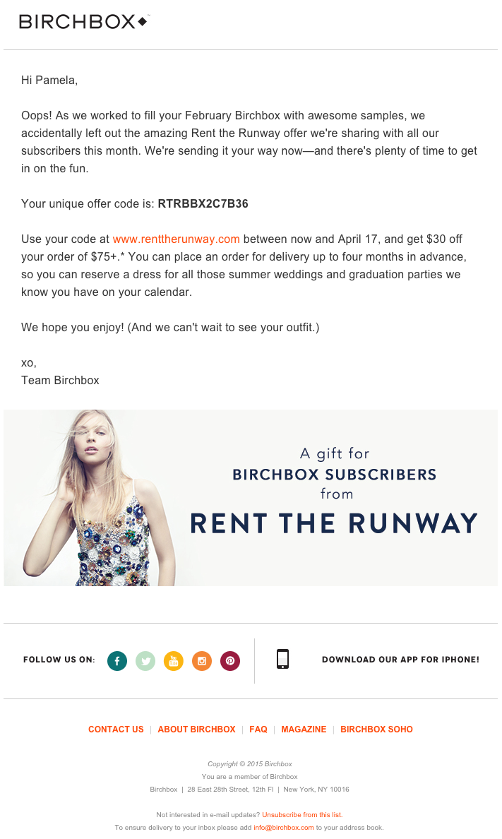 Beispiele herausragender E-Mail-Marketing-Kampagnen – Birchbox