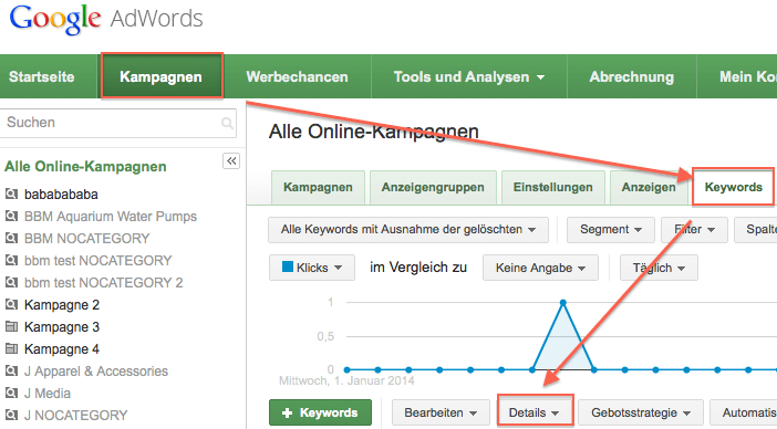 Google Ads Suchanfragenbericht