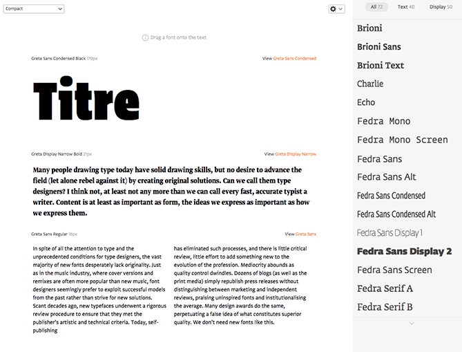 Der Font Combinator von Typotheque. Der Font Combinator von Typotheque.