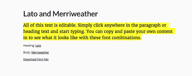 Eine Schriftartenkombination auf Font Pair Eine Schriftartenkombination auf Font Pair
