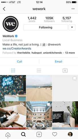 Instagram-Beispiel: WeWork