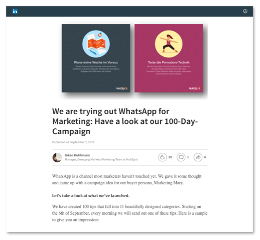 LinkedIn Beitrag veröffentlichen LinkedIn Beitrag veröffentlichen