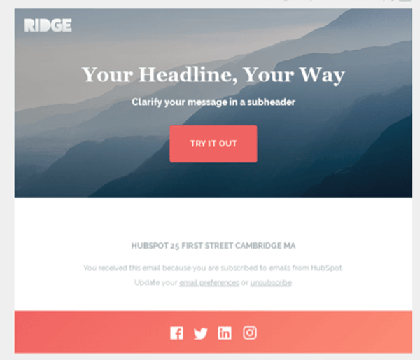 Newsletter-Vorlage Ridge von HubSpot