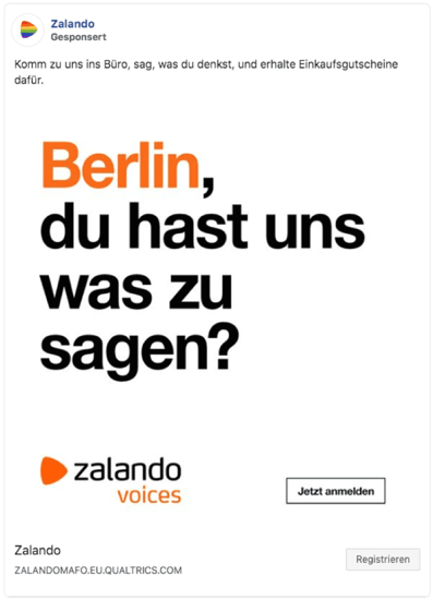Screenshot Facebook Ad Zalando