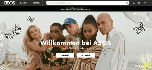 ASOS – Online-Modeshop Webseite