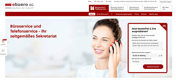 ebuero.de – Virtual Office Service Webseite