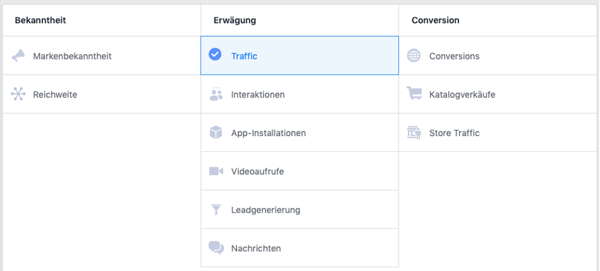 Bekanntheit erwägung und conversion im facebook business manager