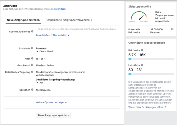 Zielgruppen im facebook business manager erstellen