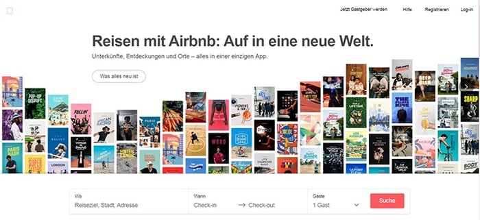 Beispiele von gutem Homepage-Design - Airbnb