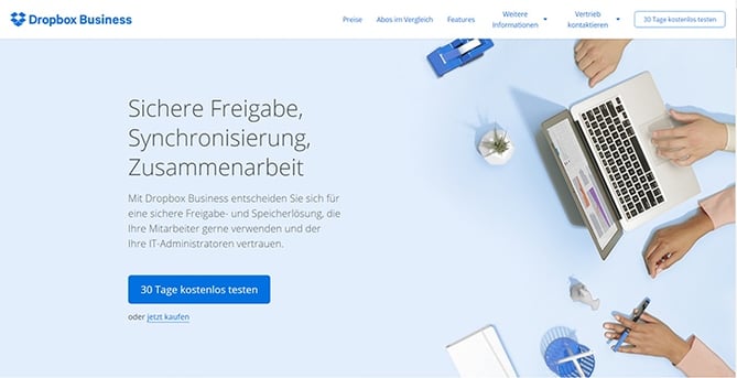 Beispiele von gutem Homepage-Design - Dropbox-Business