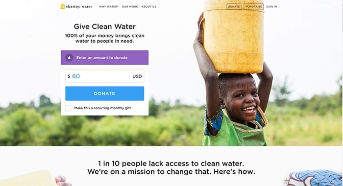 Beispiele von gutem Homepage-Design - charity:water Beispiele von gutem Homepage-Design - charity:water
