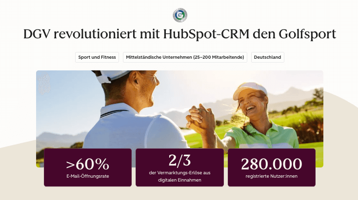 Der DGV konnt emir HubSpot ueber 280000 Nutzende anziehen