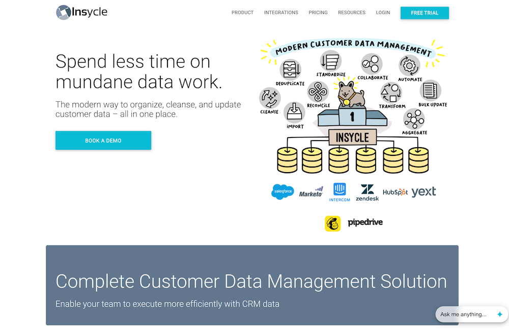 Screenshot der Insycle Website zum Managen der Datenqualitaet