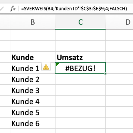 Excel SVERWEIS Bezug