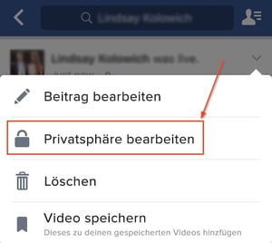 Facebook Live – Privatsphäre-Einstellungen eines Beitrags bearbeiten