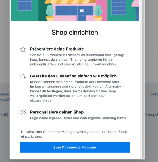 Facebook Shop im Commerce Manager einrichten