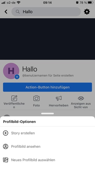 Facebook-Stories-profilbild-optionen