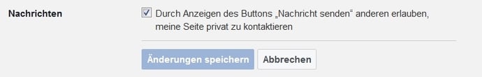 Einstellung für private Nachrichten auf Facebook-Unternehmensseiten