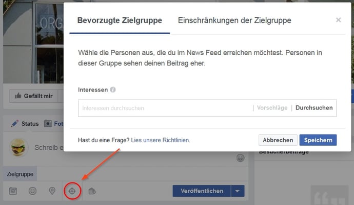 Zielgruppendefinition für Facebook-Beiträge