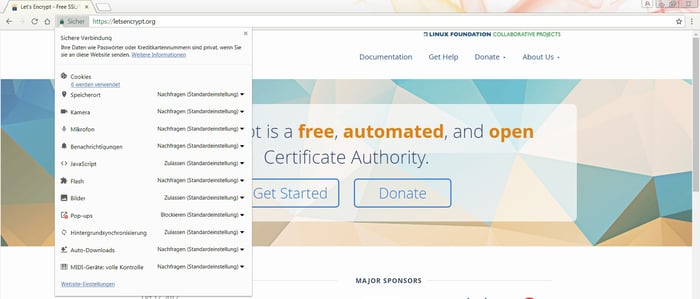 Informationen zur Seitensicherheit in Google Chrome SSL Schloss: Informationen zur Seitensicherheit in Google Chrome