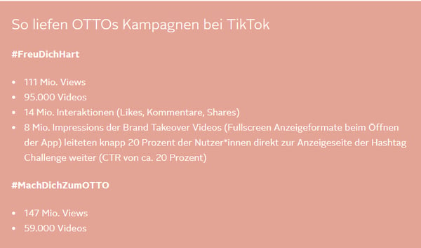 Zusammenfassung der TikTok Kampagnen von Otto