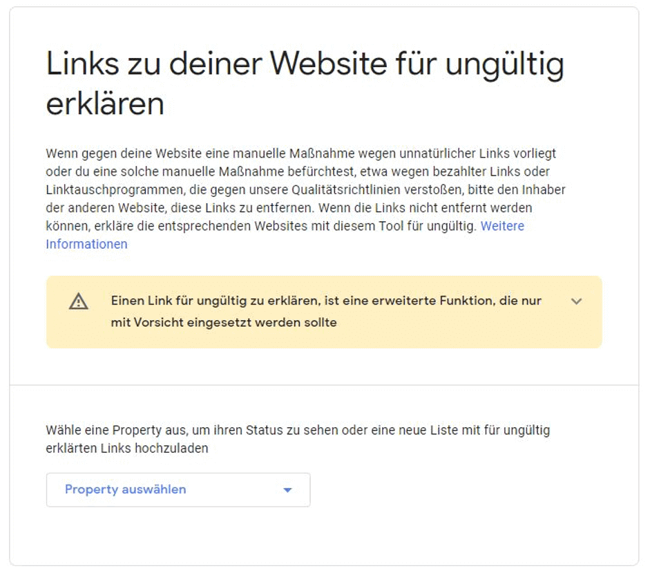 Google Disavow Tool Übersicht