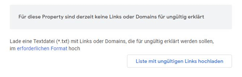 Google Disavow Tool Liste mit ungültigen Links hochladen