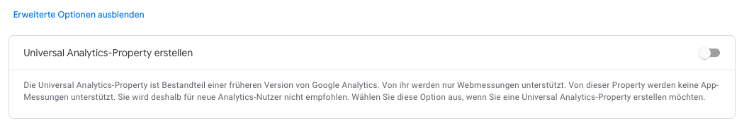 Google-Analytics 4 property anlegen