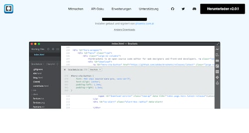 Screenshot HTML-Editor Brackets