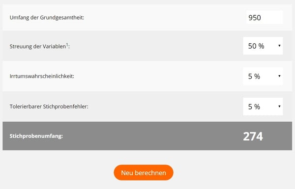 Beispielrechnung für eine Stichprobengröße Beispielrechnung für eine Stichprobengröße