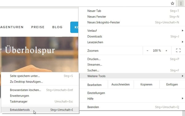 Google Chrome Entwicklertools