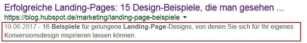 Google Suchergebnis mit erweiterter Meta-Beschreibung