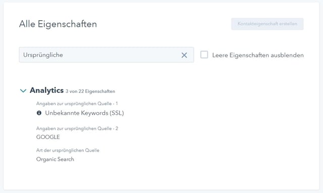 HubSpot CRM - Quelleninformationen von Leads