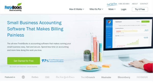 HubSpot – Anatomie einer Website, die Leads generiert – Freshbooks Homepage HubSpot – Anatomie einer Website, die Leads generiert – Freshbooks Homepage