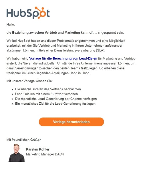 HubSpot - Ansprechende Marketing-E-Mails schreiben - Beispiel von HubSpot