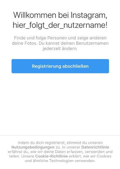 Instagram Account erstellen: Registrierung abschließen