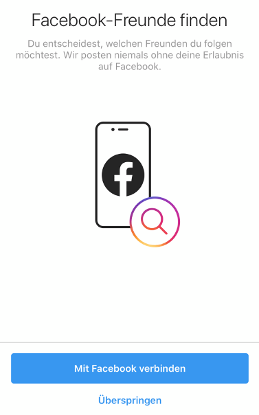 Instagram Account erstellen: Facebook-Freunde hinzufügen