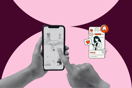 Person nimmt Instagram-Reels auf dem Handy auf
