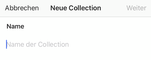 Neue Collection anlegen