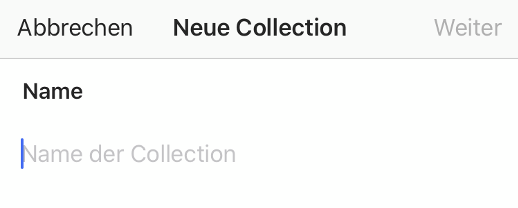 Instagram Story Screenshot: Neue Collection anlegen