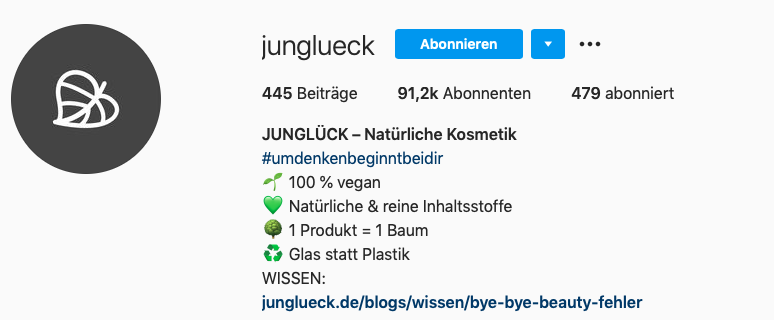 Instagram Profilname und Beschreibung von jungglueck