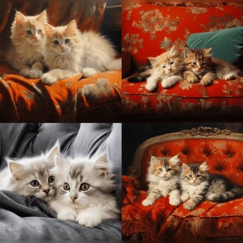 KI-Bilder: Ein von Midjourney generiertes Bild von Katzenbabys.