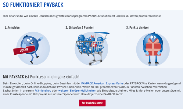Screenshot der Payback Website - wie Payback funktioniert
