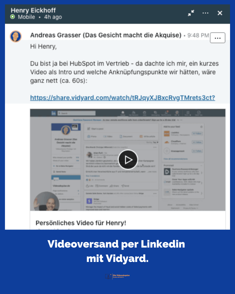 Beispiel Einbettung des Videos bei LinkedIn