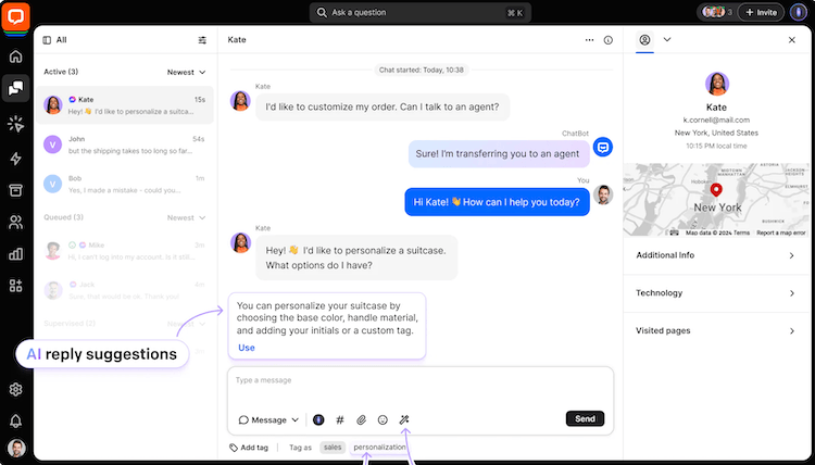 Screenshot des Live-Chat-Tool von Live Chat