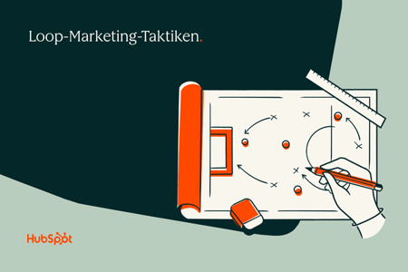 Person zeichnet eine Loop-Marketing-Taktik auf ein Blatt Papier 