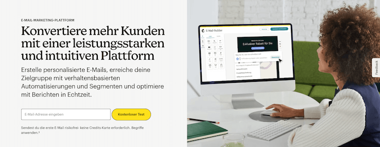 Screenshot der Mailchimp-Website