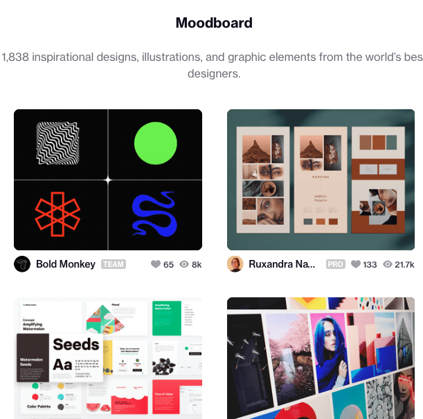 Moodboard mit dribble