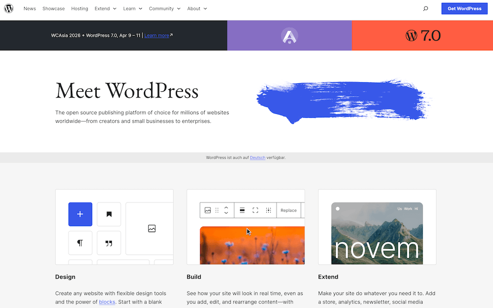 Screenshot der WordPress Website