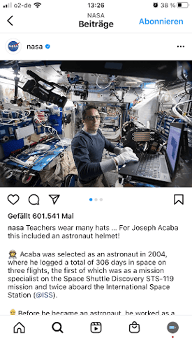 Instagram-Marketing Astronaut Joseph Acaba bei der Arbeit